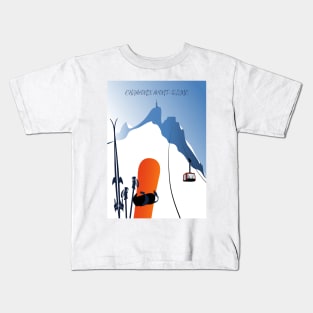 Chamonix Aiguille du Midi snowboard ski leewarddesign Kids T-Shirt